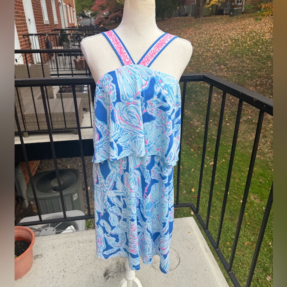 Lilly Pulitzer Bay Blue Into The Deep Engineered Shay Dress Size XL Resortwear - Picture 7 of 10